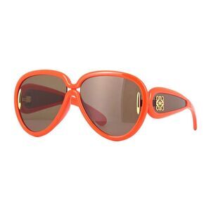 Loewe Sunglasses Aviator Full Rim, Shiny Orange Frame and Brown Lens LW40132I42E